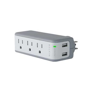 Belkin Mini Surge Protector with integrated USB Charger. GREAT for travel- iPods, phones, etc.!