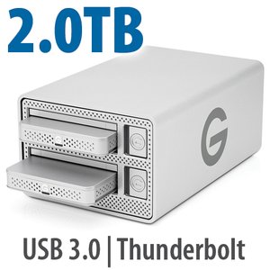 2.0TB G-Technology G-Dock ev with Thunderbolt. Dual bay drive dock for G-DRIVE ev modules.