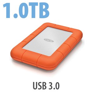 1.0TB LaCie Rugged Mini All-Terrain Hard Disk - USB 3.0 Interface.
