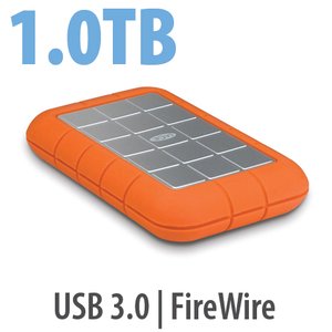 1.0TB LaCie Rugged All-Terrain Hard Disk - USB 3.0 & FireWire 800 Interfaces.