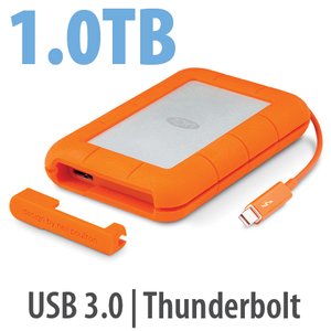 1.0TB LaCie Rugged Thunderbolt Professional All-Terrain Storage - USB 3.0 & Thunderbolt Interfaces.