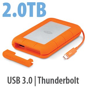 2.0TB LaCie Rugged Thunderbolt Professional All-Terrain Storage - USB 3.0 & Thunderbolt Interfaces.