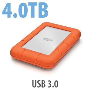 4.0TB LaCie Rugged Mini All-Terrain Hard Disk - USB 3.0 Interface.