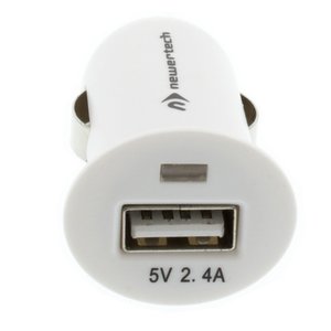 NewerTech USB Car/Auto Charger for USB powered Devices. High Output/Fast Charging. White Color.