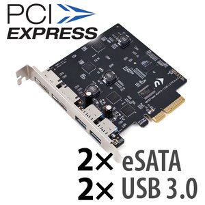 NewerTech MAXPower PCIe 2-port USB 3 + 2-port eSATA 6G Host Adapter for Mac Pro & PC