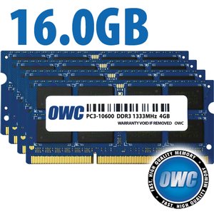 16.0GB (4x 4GB) PC3-10600 DDR3 1333MHz SO-DIMM 204 Pin CL9 SO-DIMM Memory Upgrade Kit