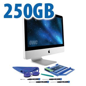 DIY Kit for 2009 - 2011 21.5" iMac optical bay: 250GB OWC Mercury Electra 3G SSD and OWC Data Doubler.