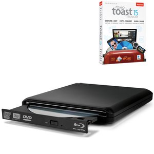 OWC Slim USB 2.0 Portable Tray-Loading 6X Blu-ray Burner+ SuperMultiDrive w/Roxio Toast 15 Ti+HD