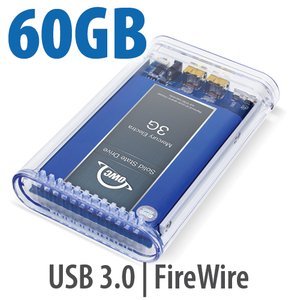 60GB SSD OWC Mercury On-The-Go Oxford FireWire 800 / 400+USB3 SSD Portable Bus Powered Solution.
