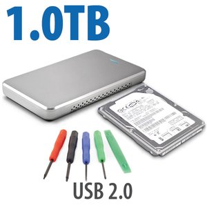 DIY KIT: OWC Express USB 2.0 2.5" Enclosure + 1.0TB Toshiba 5400RPM HDD