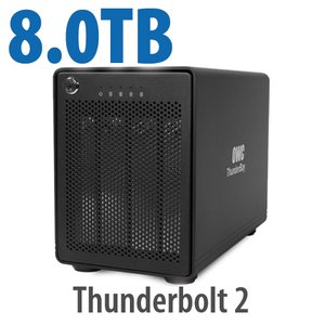 (*) 8.0TB OWC ThunderBay 4, four-drive HDD with dual Thunderbolt 2 ports, RAID 5 Solution