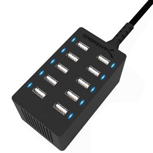 Sabrent Desktop Smart USB Rapid Charger 60 Watt (12 Amp) 10 Port - Black