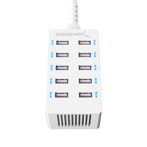 Sabrent Desktop Smart USB Rapid Charger 60 Watt (12 Amp) 10 Port - White