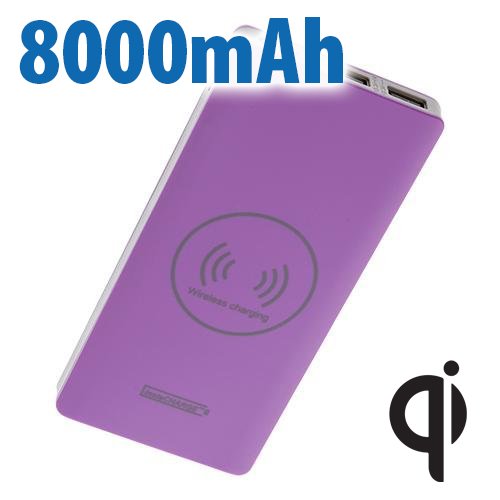 Calitronics InstaCHARGE 8000mAh Dual-USB Power Bank With Qi Wireless + Lightning/USB Micro Cable - P