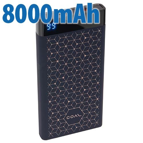 Coal 8000mAh Power Bank With USB-C And USB-A Ports + Quick Charge 3.0 - Cobalt
