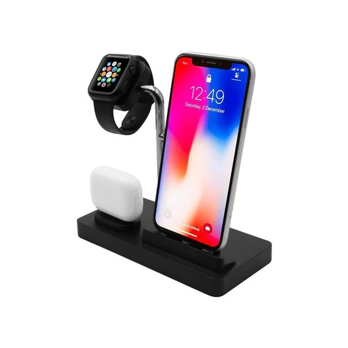 MacAlly MWATCHSTAND31 Series Apple Charging Stand For Apple Watch, IPhone, And AirPods - Black
