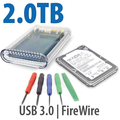 2.0TB OWC DIY HDD Upgrade Kit With OWC Mercury On-The-Go Pro (USB 3.0 + FW800) Portable External Enc