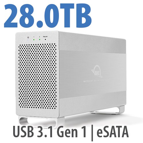 28.0TB OWC Mercury Elite Pro Dual Two-Drive RAID USB 3.2 (5Gb/s) + ESATA External Storage Solution