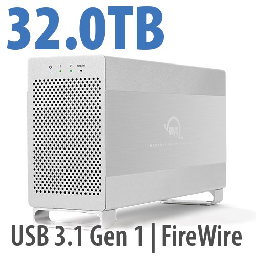 32.0TB OWC Mercury Elite Pro Dual RAID 7200RPM Storage Solution With USB 3.1 Gen 1 + FireWire 800
