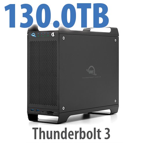 130.0TB (1x4.0TB U.2 NVMe SSD, 7x18.0TB HDD) ThunderBay Flex 8 Thunderbolt 3 Storage Solution