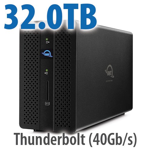 32.0TB OWC Gemini - Thunderbolt (USB-C) Dock And Dual-Drive HDD RAID External Storage Solution