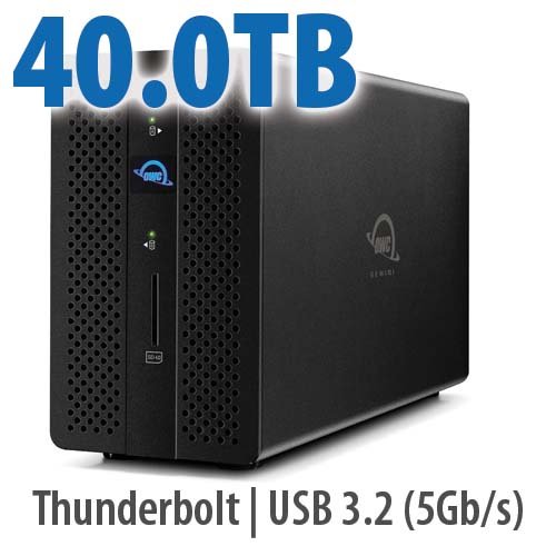 40.0TB OWC Gemini - Thunderbolt (USB-C) Dock And Dual-Drive RAID External Storage Solution