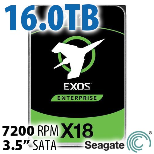16.0TB Seagate Exos X18 Enterprise Class 3.5-inch SATA 6.0Gb/s SED (Self-Encrypting) Hard Disk Drive